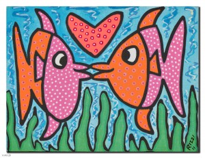 Kissie Fishie (Siebdruck auf Leinwand) 2014 drucksigniert, 23,0 x 30,0 cmPreis auf Anfrage